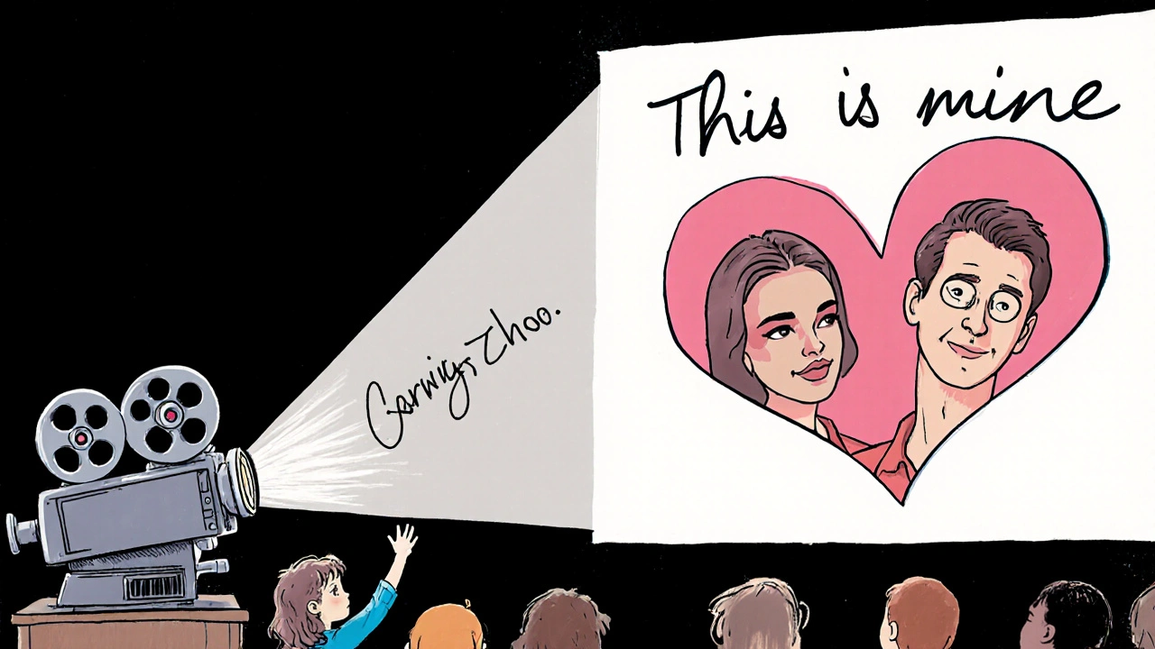 Film projectors casting the faces of modern auteurs onto heart-shaped screens, with audiences silently recognizing their unique artistic signatures.