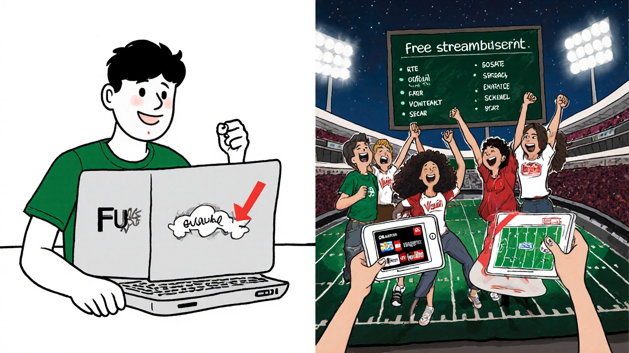 Person canceling streaming trial while cheering at local high school game