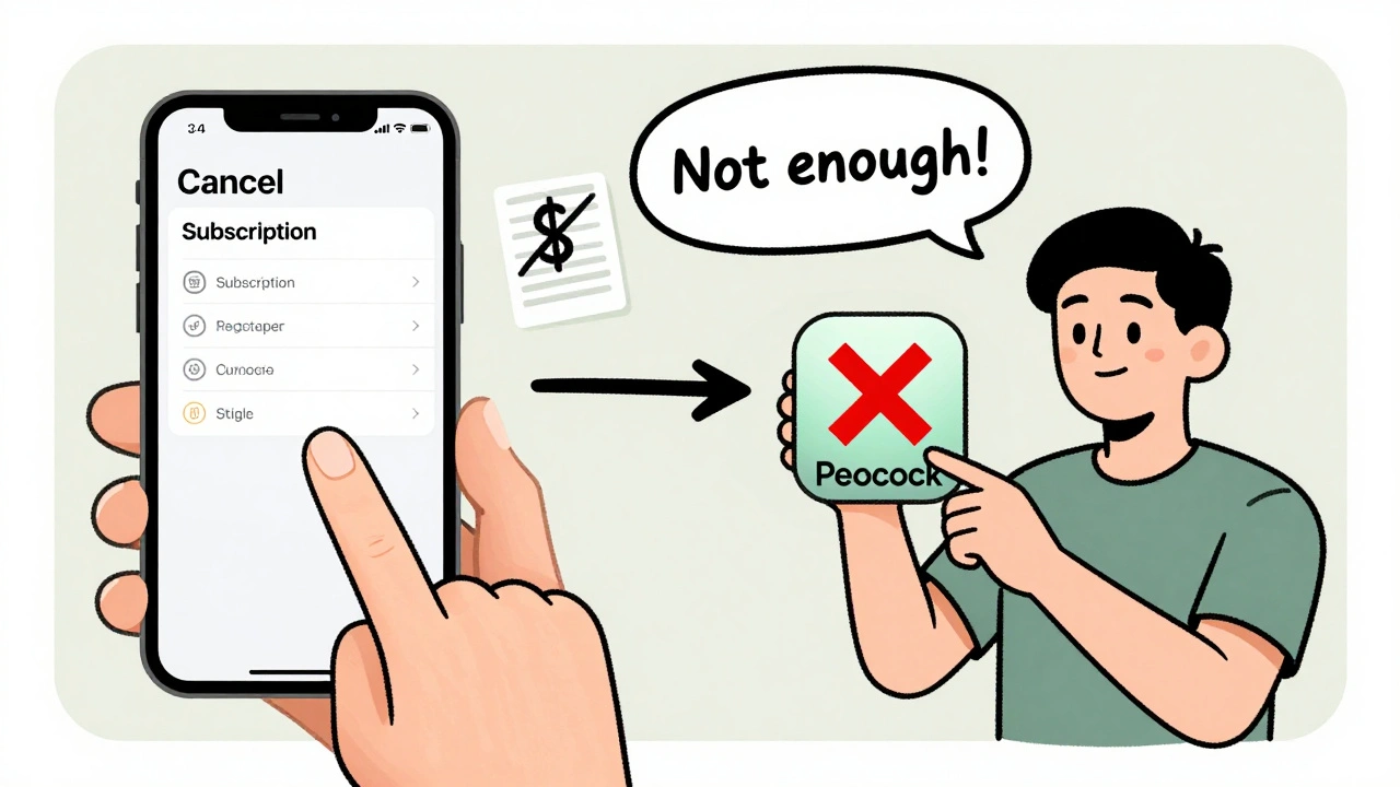 Phone screen showing cancel subscription with app deletion misconception.