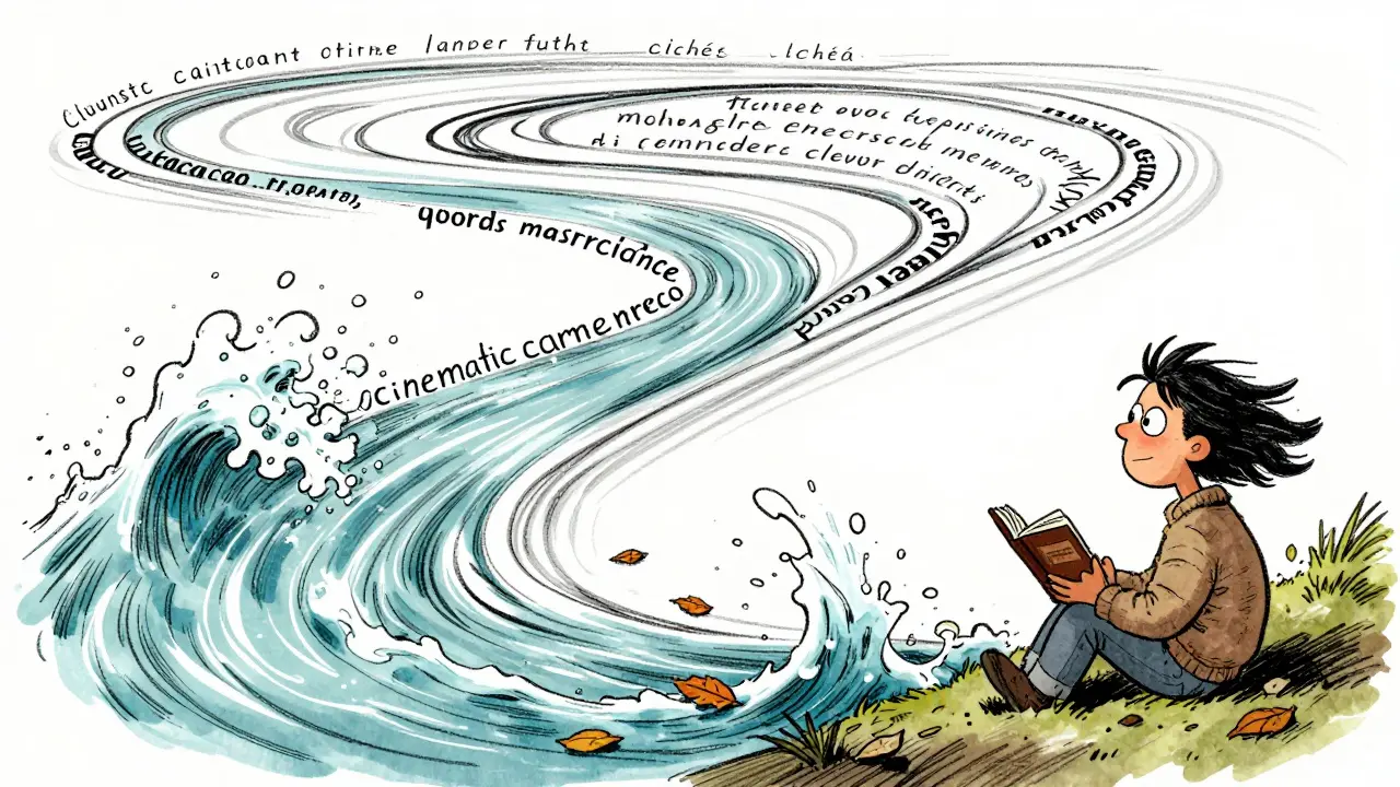 Words flowing like a river—long sentences upstream, short punches downstream, reader captivated.