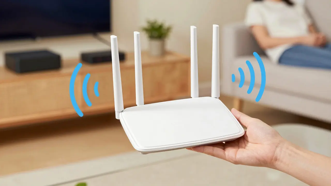 Person replacing outdated router with modern Wi-Fi 6 device for better streaming